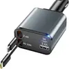 Cargador de coche metálico flexible transfronterizo, apto para carga súper rápida, carga rápida PD, cargador de coche con cable retráctil, cuatro en uno