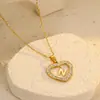 Collar de 26 letras inglesas transfronterizo acero inoxidable chapado en oro de 18K circonita colgante de corazón collar joyería al por mayor