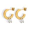 Pendientes metálicos personalizados con aros de estilo europeo y americano para mujer, tendencia de moda transfronteriza, pendientes chapados en oro de acero y titanio, accesorios.