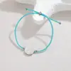 Popular Transfronteiriço Nicho Simples Moda Pulseira de Corda Azul Design Vilão do Amor Pingente Redondo Pulseira de Aço Inoxidável Tendência