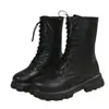 Botas de Talla Grande para Mujer de Comercio Exterior 2026 Otoño/Invierno Nuevas Punta Redonda con Cordones Tacón Grueso Tacón Bajo Botas Martin Botines de Motocicleta para Mujer