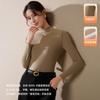 Lana y SedaOtoño e InviernoCuello Semi AltoForro PolarEngrosadoCapa BaseAjustado para MujerTop Térmico