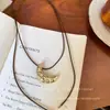 Collar con Colgante Metálico Estilo Coreano Ins, Cadena Sencilla y Compacta para Clavícula Floral, Cadena Larga para Clavícula Halter del Mismo Estilo que los Bloggers