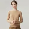 Suéter 100% Caxemira Pura Feminino Gola Redonda Slim Fit Camada Base Tricô Outono Inverno Novo Estilo Cor Sólida Versátil Top de Tricô