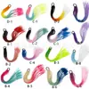 Perucas Trançadas Estilo Europeu e Americano para Mulheres, Cabelo Longo, Tranças Pequenas Coloridas, Cor Degradê, Dreadlocks de Três Fios, Rabo de Cavalo