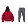 Nova Temporada Moletom com Capuz Duplo e Zíper DIY Liso Masculino Feminino Outono Inverno Conjunto de Calça de Moletom com Capuz e Zíper para Casal