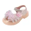 Sandalias de Cristal con Mariposas para Niñas 2026 Verano Nuevos Zapatos de Princesa con Lentejuelas para Niños Medianos y Grandes Sandalias de Playa Molino de Viento