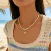 Collar de Estrella de Mar Estilo Bohemio, Varios Colgantes, Collar de Cuentas de Arroz, Collar Estilo Vacaciones en la Playa, Cadena para Clavícula de Mujer