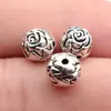 8x8x8mm, Diâmetro do Furo Aproximadamente 1,5mm, 1,5g, Cor Prata Antigo, Contas Espaçadoras com Textura Floral Dupla Face
