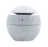Humidificador redondo USB con veta de madera, tipo hongo, luz de gradiente de colores, difusor de aroma con veta de madera