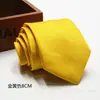 Gravata de negócios de cor sólida de 8 cm, fio de poliéster, jacquard de seta, gravata de linha fina, atacado direto da fábrica