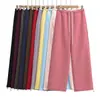 Calça Reta Ry25291-26, Solta e Casual, Com Cordão para Ajuste, Comprimento no Tornozelo, Calça de Moletom Esportiva, Estilo Verão, Versão Coreana, Cintura Alta, Fina, Perna Larga