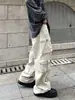 Estilo vibe americana rua multi-bolsos workwear casual calças masculinas ins marca de moda soltas retas High Street calças retrô