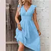 2026 Amazon Aliexpress Mais Vendido Novo Vestido Elegante de Verão Europeu e Americano com Mangas Franzidas para Mulheres