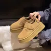 Mocasines retro gruesos de invierno para exterior, color café, forrados de piel sintética, nuevos 2026, zapatos bajos de algodón para mujer, cálidos