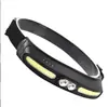Linterna frontal COB de inducción nueva transfronteriza luz para montar al aire libre luz de correr nocturna con carga USB linterna LED de luz fuerte