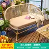 Cadeira Sofá de Rattan Mojia para Exterior Balcão Pátio Cadeira de Lazer para Adultos Uso Doméstico Confortável Simples Conjunto de Três Peças