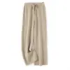 Pantalones de Pierna Ancha 100% Cachemir de Lujo Accesible de Gama Alta Otoño e Invierno Sueltos Casuales de Cintura Alta de Lana Tejida