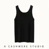 Camisola de punto de cachemira para mujer, nuevo top de otoño e invierno, chaleco sin mangas con cuello redondo, diseño acanalado, corte ajustado, agradable para la piel y moderno
