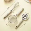Suplemento Alimentar para Bebê Ovo Aço Inoxidável Batedor de Ovos Separador de Clara de Ovo Novo Conjunto de Ferramentas para Assar Filtro Doméstico