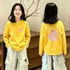 Camiseta de Manga Larga para Niña Otoño Nuevo Estilo Infantil 100% Algodón Puro Cuello Redondo Superior Camisa Base Elegante Linda para Niña Pequeña