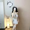 Encantador Conjunto de Sirvienta Color Crema Lencería Sexy Deseo Puro Camisa Sexy para Citas Pasión No Necesita Quitarse Cama Qqny Conjunto de Tentación