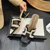 Sandalias de mujer de la marca H de moda con tacones gruesos, nuevo estilo verano 2024, diseño de punta abierta, perfectas para combinar con vestidos en verano