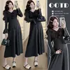 Ropa de maternidad otoño nuevo estilo vestido con volantes para estilizar la cintura, versión coreana dulce y moderno vestido de maternidad de longitud media