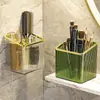 Estante de Almacenamiento de Cepillo de Dientes Pasta de Dientes Peine para Baño de Lujo Ligero Caja de Almacenamiento de Cosméticos para Lavabo Montado en Pared sin Perforaciones