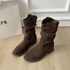 Botas de Montar Melard Martin para Mujer 2026 Verano y Otoño Nuevas Súper Populares de Suela Gruesa a Media Pantorrilla Botas Cortas Estilo Vaquero Occidental Botas de Montar Apiladas