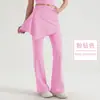 Conjunto destacável de duas peças com calça boca de sino, calça-saia de cintura alta que cobre o quadril, calça longa esportiva ao ar livre para yoga com leve boca de sino, roupa feminina para fitness