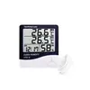 Termómetro Electrónico Digital Inglés, Reloj Despertador con Doble Pantalla para Interiores y Exteriores, Higrómetro con Sonda, Medidor de Temperatura y Humedad Htc-2