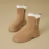 Botas de neve de pelúcia estilo Nordeste em couro macio para mulheres, nova coleção de inverno 2026, com acolchoamento extra espesso, forradas com fleece, com aumento de altura e quentes, estilo Martin
