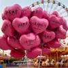 Globo de Aluminio en Forma de Corazón de 18 Pulgadas Arreglo de Nochevieja Amor Decoración de Cumpleaños 2025 Globo Flotante a Cuadros de Frutas