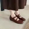 Zapatos de ballet Mary Jane vintage estilo francés de piel de vaca que aumentan la altura, otoño 2026, tacón medio de cuña, punta redonda, piel genuina, zapatos de mujer