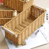 Cesta de Almacenamiento Tejida Rectangular Larga Pulan Caja de Almacenamiento Tejida Inclinada para Artículos Varios Cesta de Almacenamiento Cesta de Almacenamiento de Escritorio