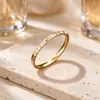 Anillo de Oro y Diamante Acero Inoxidable Anillo de Aliento de Bebé para Mujer Venta al por Mayor Estilo Ins Lujo Accesible Francés No se Desvanece Oro Rosa