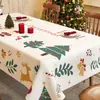 Toalha de mesa de Natal, impermeável e à prova de óleo, toalha de mesa vermelha lavável, toalha de mesa atmosférica, decoração de mesa retangular, toalha de mesa longa
