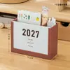 Calendario Planner 2027 Calendario de Autodisciplina de Pie Alta Estética Creativo Organizador de Escritorio para Tomar Notas con Almacenamiento Decoración de Plástico