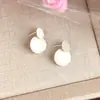 Brincos Simples e Delicados em Formato de Disco Esmaltado para Mulheres, Design de Nicho Doce e Fresco, Brincos de Tarraxa e Acessórios Modernos para Primavera e Verão