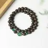 Pulseira de Contas de Ágata Dragão Negro dos Cinco Elementos Antigos Duplo Círculo 0.8 Novo Estilo Chinês Tendência Nacional Unissex Pulseira Cultural para Brincar Atacado