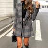 Outono/Inverno 2025 Novo Aliexpress Mais Vendido Cor Sólida Lã Tecida Casaco Feminino Amazon Cintura Marcada Espesso Jaqueta de Botão Duplo