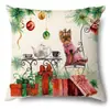 Productos para el Hogar Transfronterizos Amazon Funda de Almohada Navideña Papá Noel Árbol Sofá Funda de Almohada de Lino Funda de Almohada