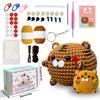 Cross-border Hot Sale Two Pack Cute Blush Tiger Handmade Crochet Material Bolsa DIY Chaveiro Pingente Boneca