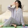 [Algodón puro] Pijama de mujer de manga larga tipo cárdigan, traje de primavera y otoño, invierno, suelto, informal, ropa de casa para otoño, se puede usar