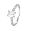 Anillo Cuadrado de Moissanita de Venta Caliente Transfronterizo, Anillo Versátil de Plata S925 de Nicho, Estilo Popular de Influencer, Fábrica Mayorista en Stock