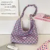 69291 Bolso de Hombro Único con Tirante de Hombro Fruncido de Lunares Bolso de Tela Simple Casual Bolso Tote para el Viaje Diario del Estudiante Bolso de Tela Suave para el Hombro