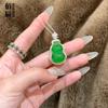 Novo estilo chinês alto gelo calcedônia cabaça cobre conjunto zircão pingente colar feminino luz luxo high-end sentido incrustado calcedônia clavícula corrente