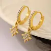 Rueda de la fortuna transfronteriza nicho ins pendientes de acero inoxidable con incrustaciones de circonita chapados en oro de 18 quilates pendientes que no se decoloran venta al por mayor