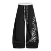 Pantalones de paracaidista casuales estilo americano con estampado de letras y estrellas para hombre y mujer, pantalones anchos de pierna recta ligeros de verano, ajuste holgado, con curva